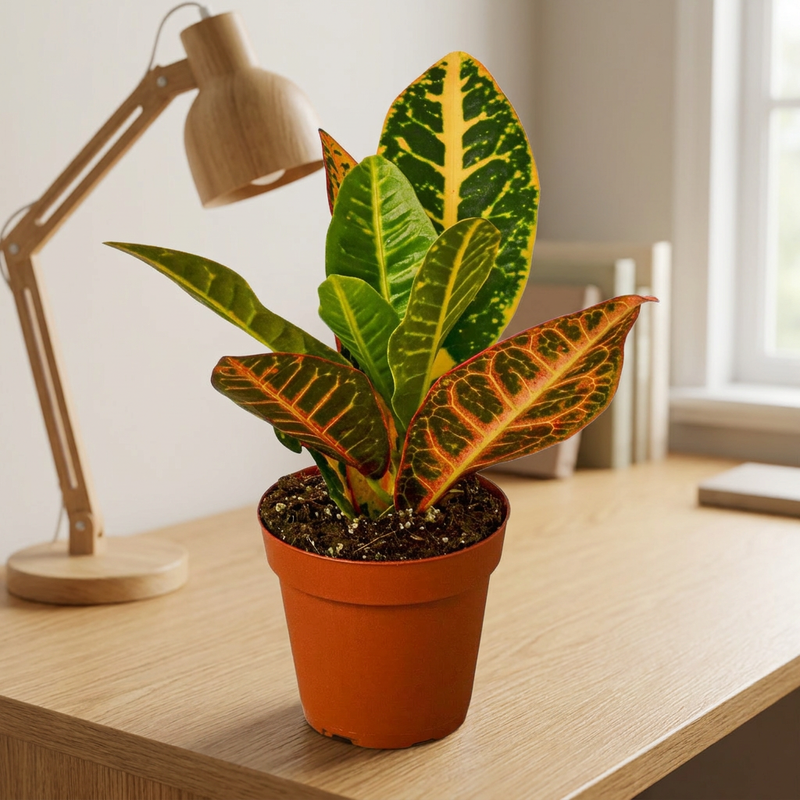 Croton Petra on a desk [lifestyle]