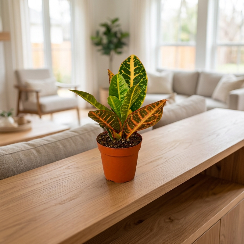 Croton Petra on a shelf [lifestyle]