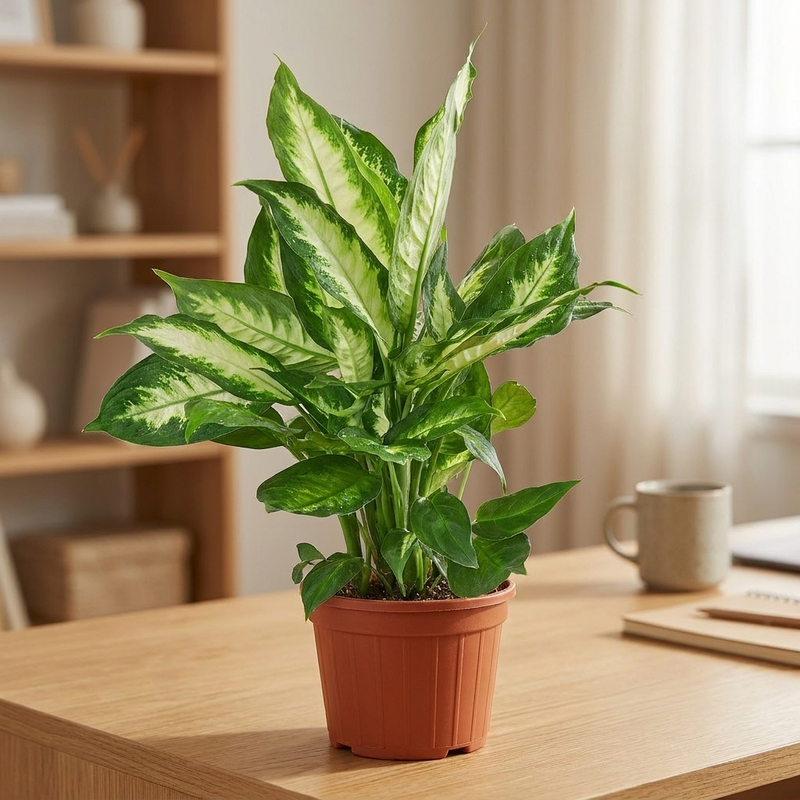 Dieffenbachia Camille on a desk [lifestyle]